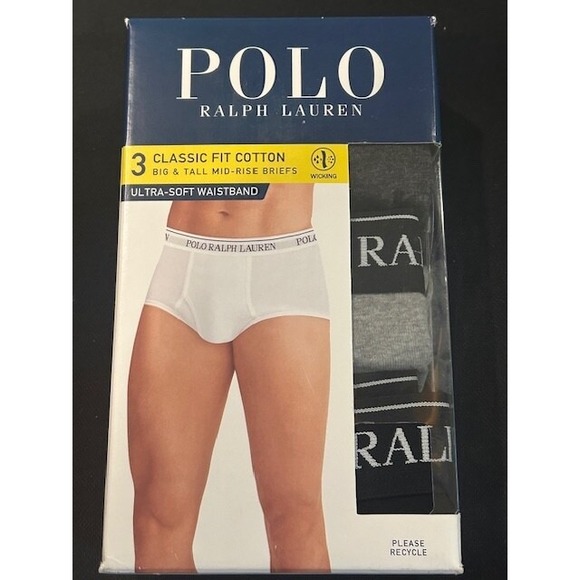 Polo Ralph Lauren‎ Men's Big & Tall Classic Fit Briefs 3-Pack NXF2P3 - Size 3XL - Picture 2 of 4